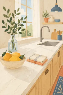 Bright Modern Kitchen Countertop Morning Scene
