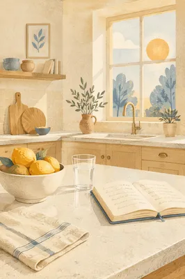Bright Modern Kitchen Countertop with Lemons