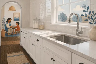 Bright Modern Kitchen with White Quartz Countertop