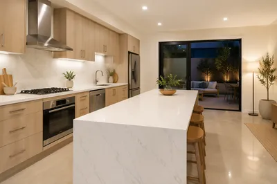 Bright Modern Kitchen With White Countertop