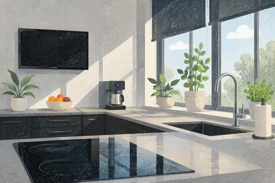 Bright Modern Kitchen Countertop Interior