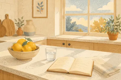 Bright Modern Kitchen Countertop with Lemons