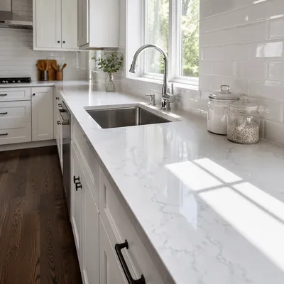 Bright Modern Kitchen With Quartz Countertop