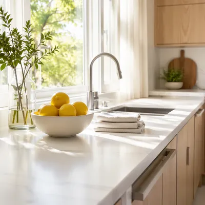Bright Modern Kitchen Countertop Morning Scene