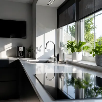 Bright Modern Kitchen Countertop Interior