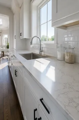Bright Modern Kitchen With Marble Countertop
