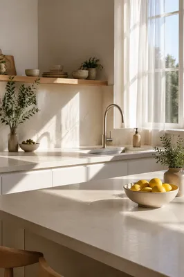 Bright Modern Kitchen Countertop Morning Scene