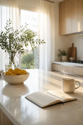 Bright Modern Kitchen Countertop with Morning Light