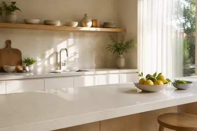 Bright Modern Kitchen Countertop Morning Scene