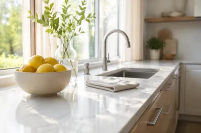 Bright Modern Kitchen Countertop Morning Scene