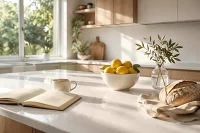 Bright Modern Kitchen Countertop with Morning Hospitality