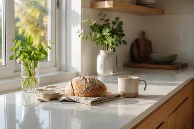 Bright Modern Kitchen Countertop with Morning Light