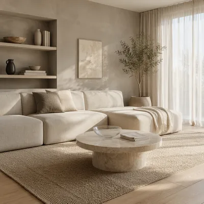 Modern Living Room with Oatmeal Sofa