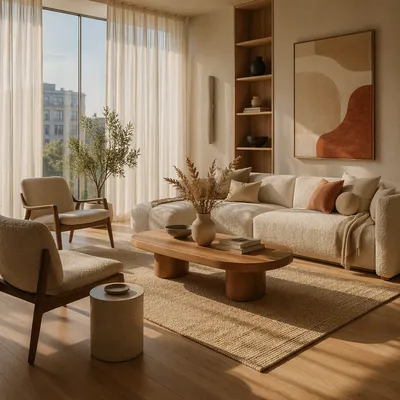 Serene Modern Living Room Sofa Interior