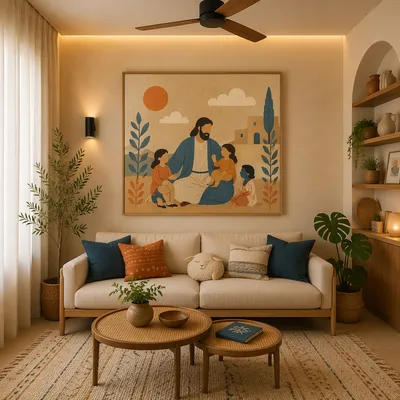Modern Teal Sofa Living Room Interior