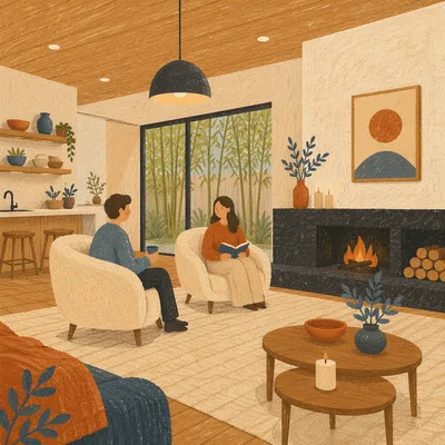 Serene Modern Living Room for Quiet Fellowship