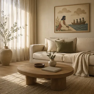 Modern Greige Sofa Living Room Interior