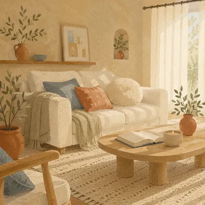 Modern Living Room with Cream Sofa