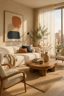 Modern Living Room Sofa with Warm Neutrals