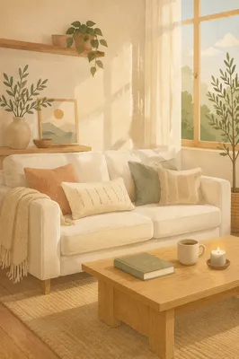 Calm Modern Living Room With Cream Sofa