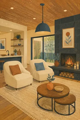 Serene Modern Living Room for Quiet Fellowship