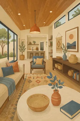 Calm Modern Living Room with Cream Armchairs