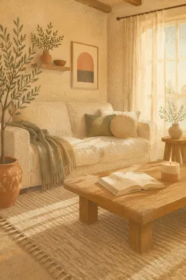 Modern Living Room with Cream Sofa