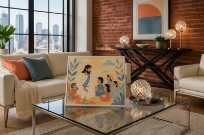 Modern Loft Living Room with Brick Wall