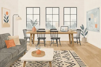 Bright Modern Loft Living and Dining Space