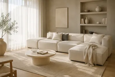 Modern Living Room Sofa in Warm Neutrals