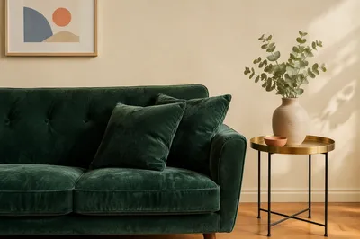 Emerald Velvet Sofa Modern Living Room