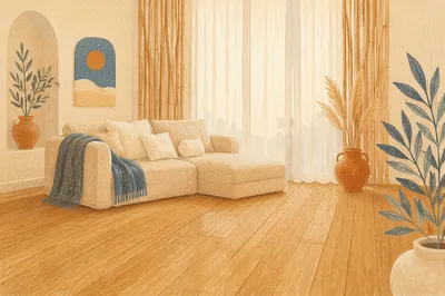 Modern White Sofa in Warm Living Room