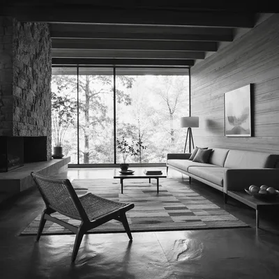 Modern Monochrome Living Room with Sofa