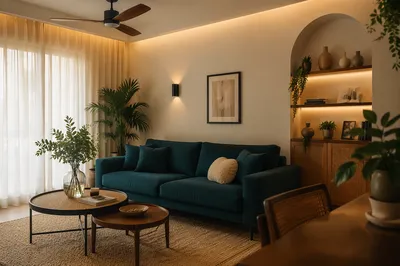 Modern Teal Sofa Living Room Interior