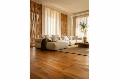 Modern White Sofa in Warm Minimal Living Room