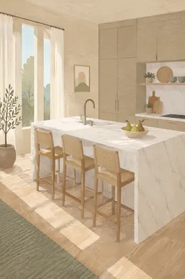 Serene Modern Kitchen with Marble Island
