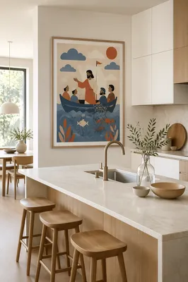 Modern White Marble Kitchen Island Interior