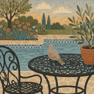 Peaceful Evening Patio Table With Dove