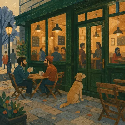 Cozy Bistro Patio at Evening Glow