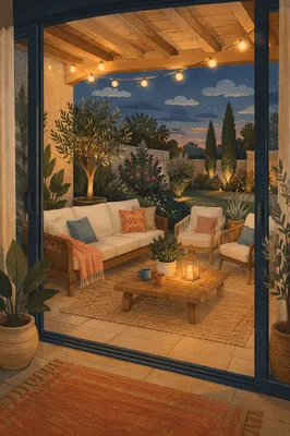 Cozy Evening Patio Living Room Retreat