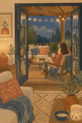 Cozy Patio Evening Seen From Living Room