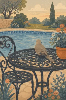 Peaceful Patio Table at Evening