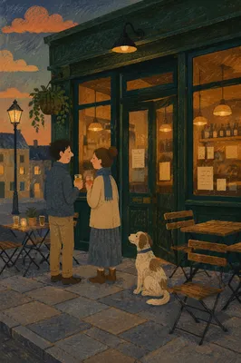 Cozy Bistro Patio at Evening Dusk