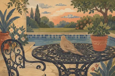 Peaceful Patio Table at Evening