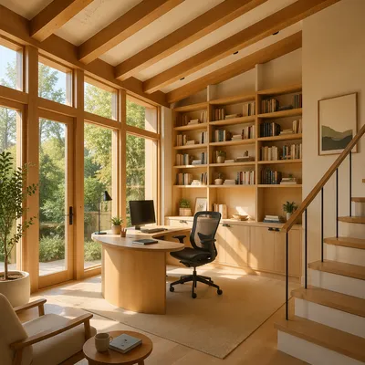 Modern Staircase and Home Office Interior