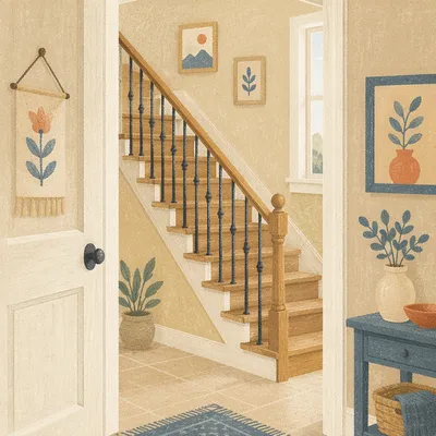 Modern Home Staircase with Warm Wood Accents