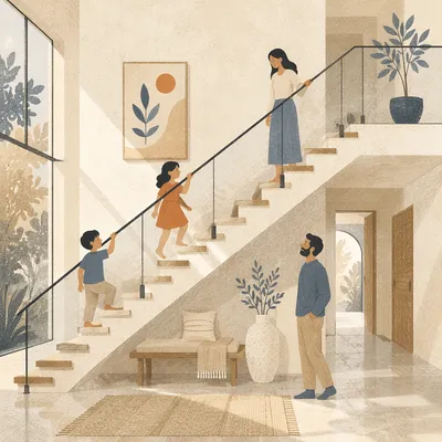 Modern Sculptural Staircase in Airy Foyer