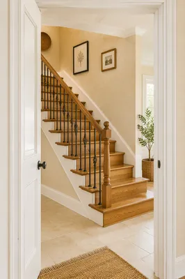 Modern Home Staircase with Warm Wood Accents