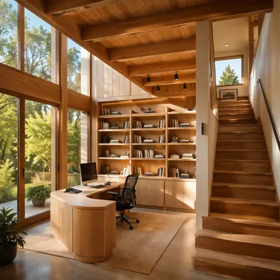 Modern Staircase and Home Office Interior