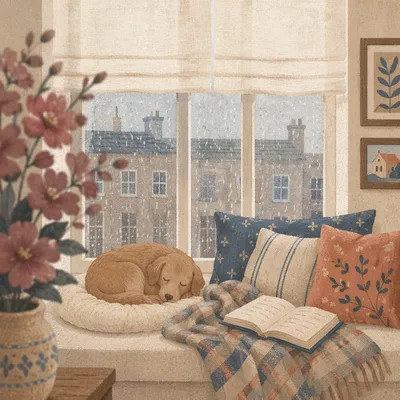 Cozy Rainy Day Window Seat Reading Nook